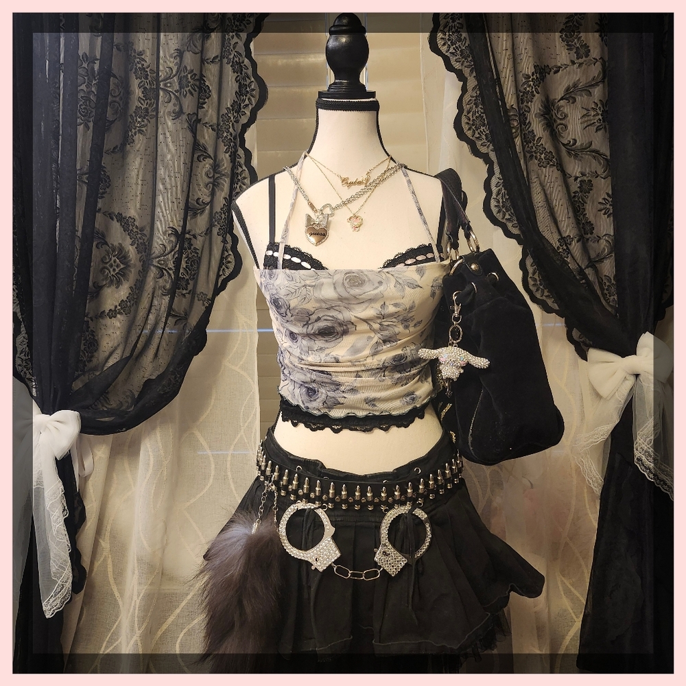 Floral Print Crop Top Goth